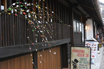 クラシキ庭苑前に飾られた餅花